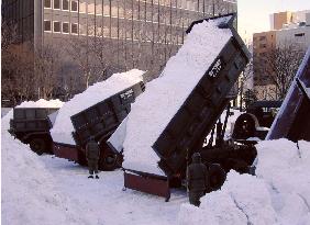 Preparations for Sapporo Snow Festival go into full swing